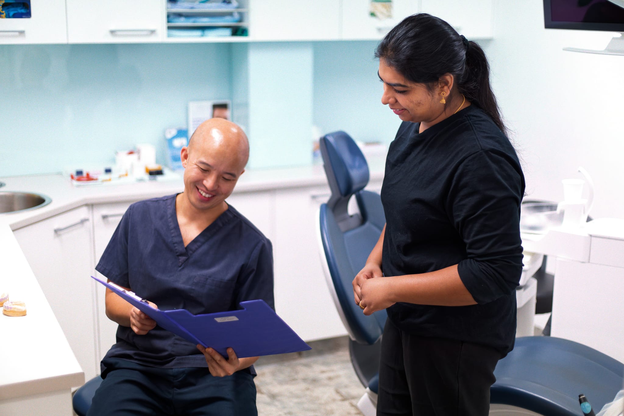 A dentist and patient at Dickson Modern Dental